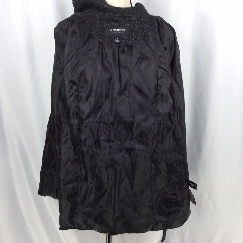 Liz Claiborne Women's Belted Knit Jacket Size Medium Black‎ Button Down - Picture 8 of 11